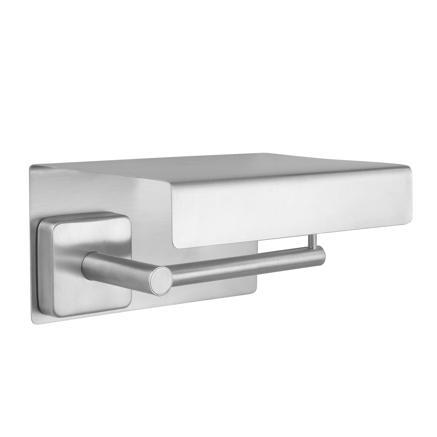 Χαρτοθήκη με ραφάκι Karag Quattro 449399 Inox Σατινέ 16,5×13×9cm