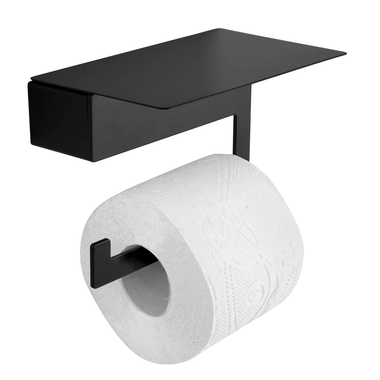 Χαρτοθήκη με ραφάκι Karag Neo 840355 Ματ Μαύρο 15×11×12,4cm