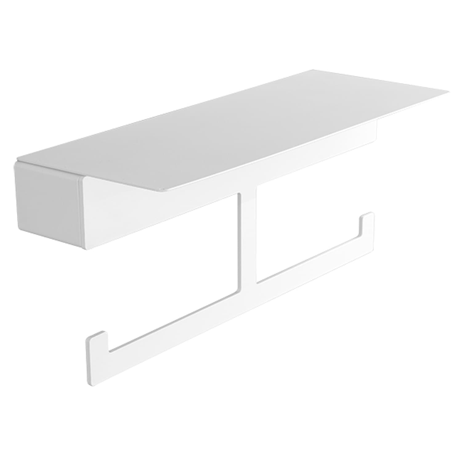 Χαρτοθήκη διπλή με ραφάκι Karag Neo 842266 Ματ Λευκό 28,5×11×12,4cm