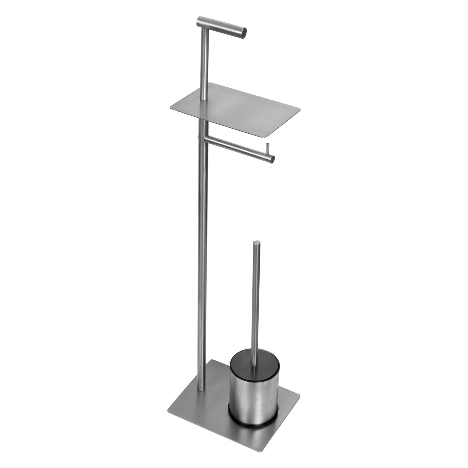Πιγκάλ επιδαπέδιο με χαρτοθήκη Karag 966199 Inox Σατινέ 20×16,5×75cm