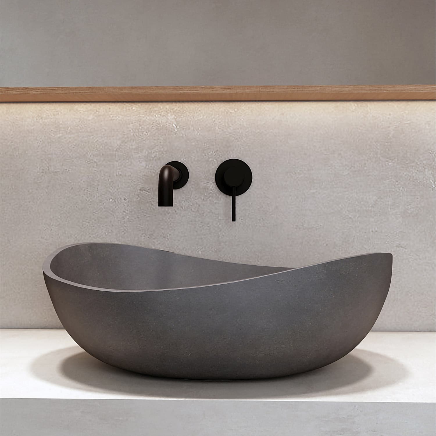 Νιπτήρας επιτραπέζιος με βαλβίδα Karag Eris CS-0093 Cement 57×37×20cm