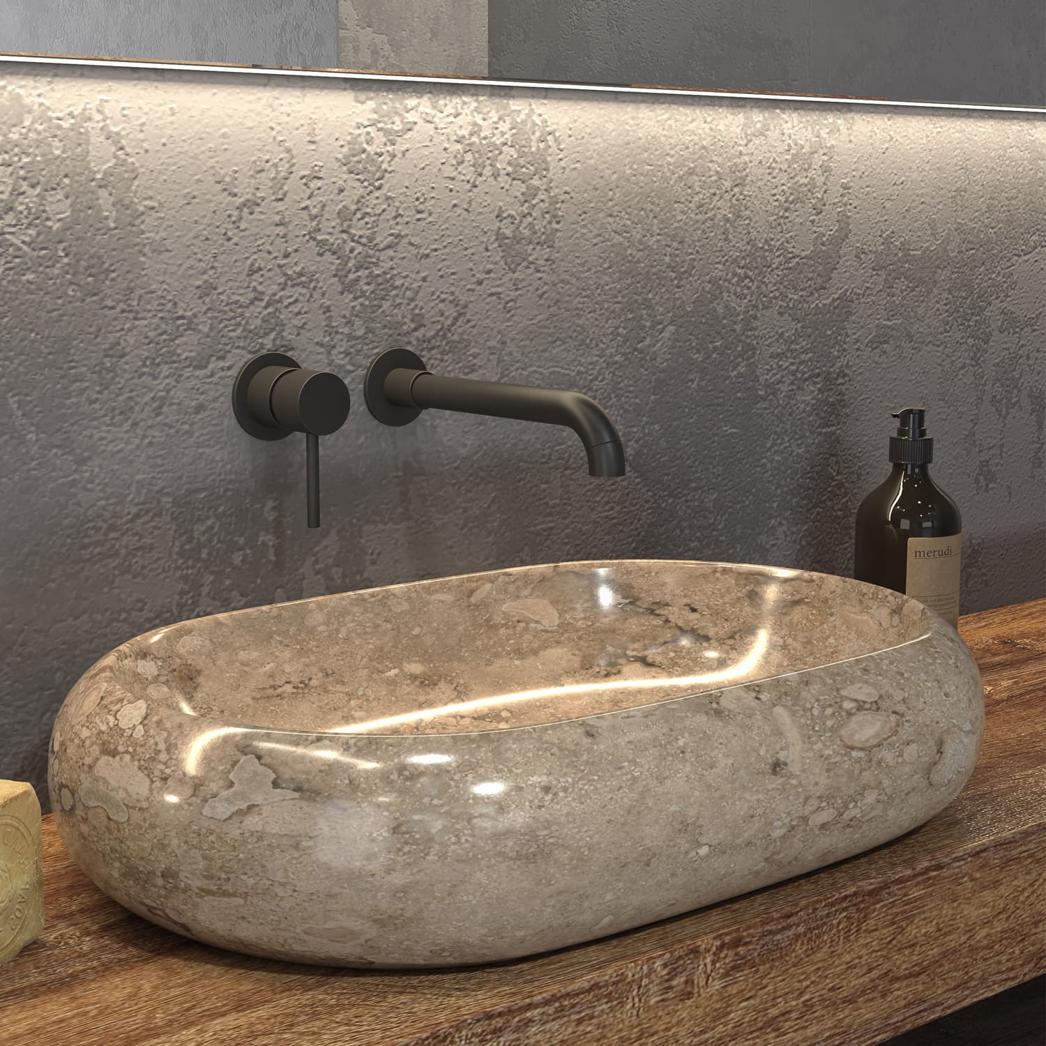 Νιπτήρας επιτραπέζιος Karag Donat Κρεμ 60×40×12cm