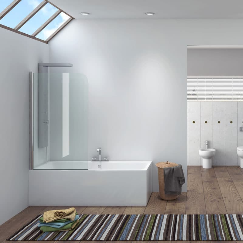 Καμπίνα Μπανιέρας Karag Iro Χρώμιο Clear Glass Ύψος 140cm 85cm (ανοιγόμενο)