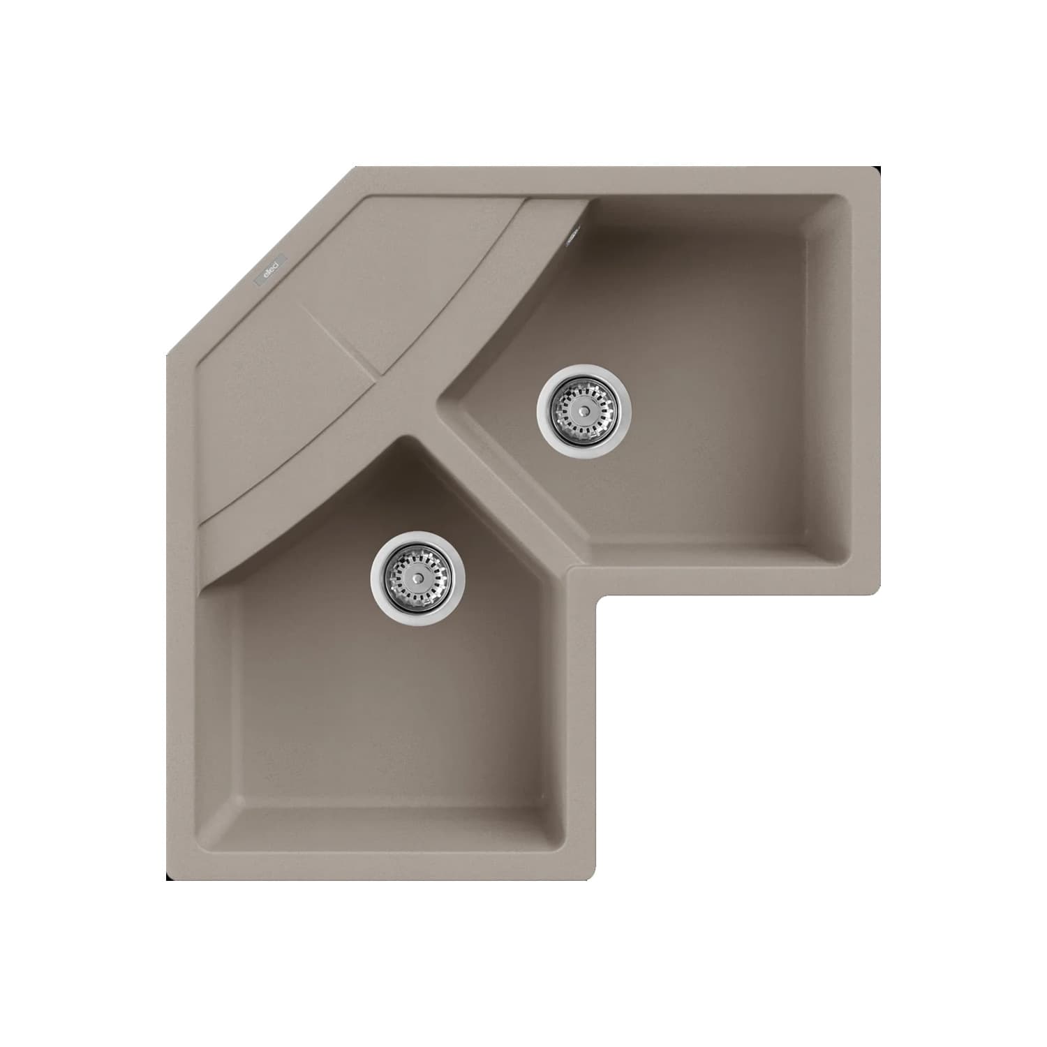 Νεροχύτης κουζίνας γρανιτένιος Elleci Unico Corner Tortora 43 83×83 (ένθετος)
