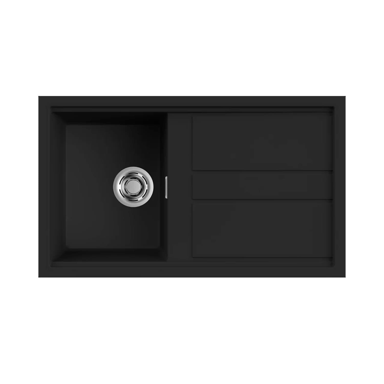 Νεροχύτης κουζίνας γρανιτένιος Elleci Best 400 Black 86 86×51 (ένθετος)