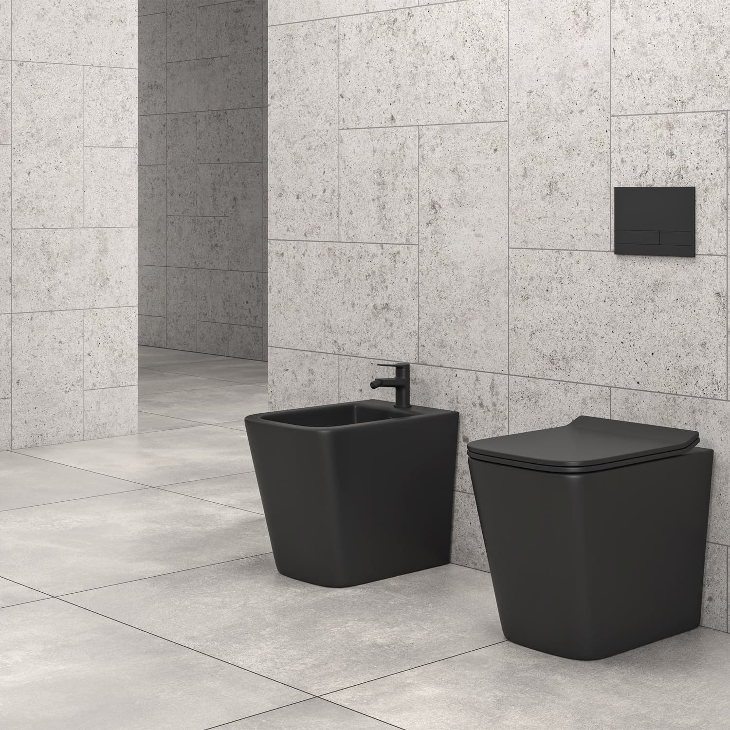 Μπιντέ δαπέδου Karag LT 062C-MB Ματ Μαύρο 35,5×52,5cm