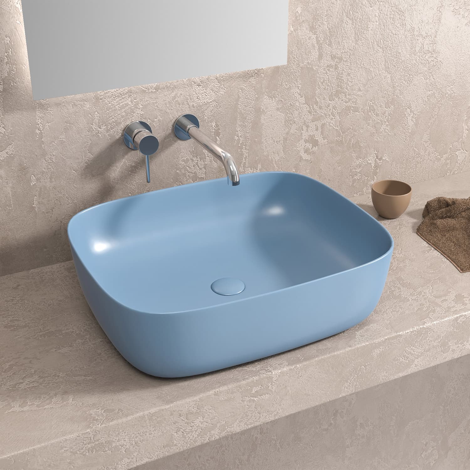 Νιπτήρας επιτραπέζιος Karag Milos LT 2143-MBL Ματ Γαλάζιο 49×39,5×15cm