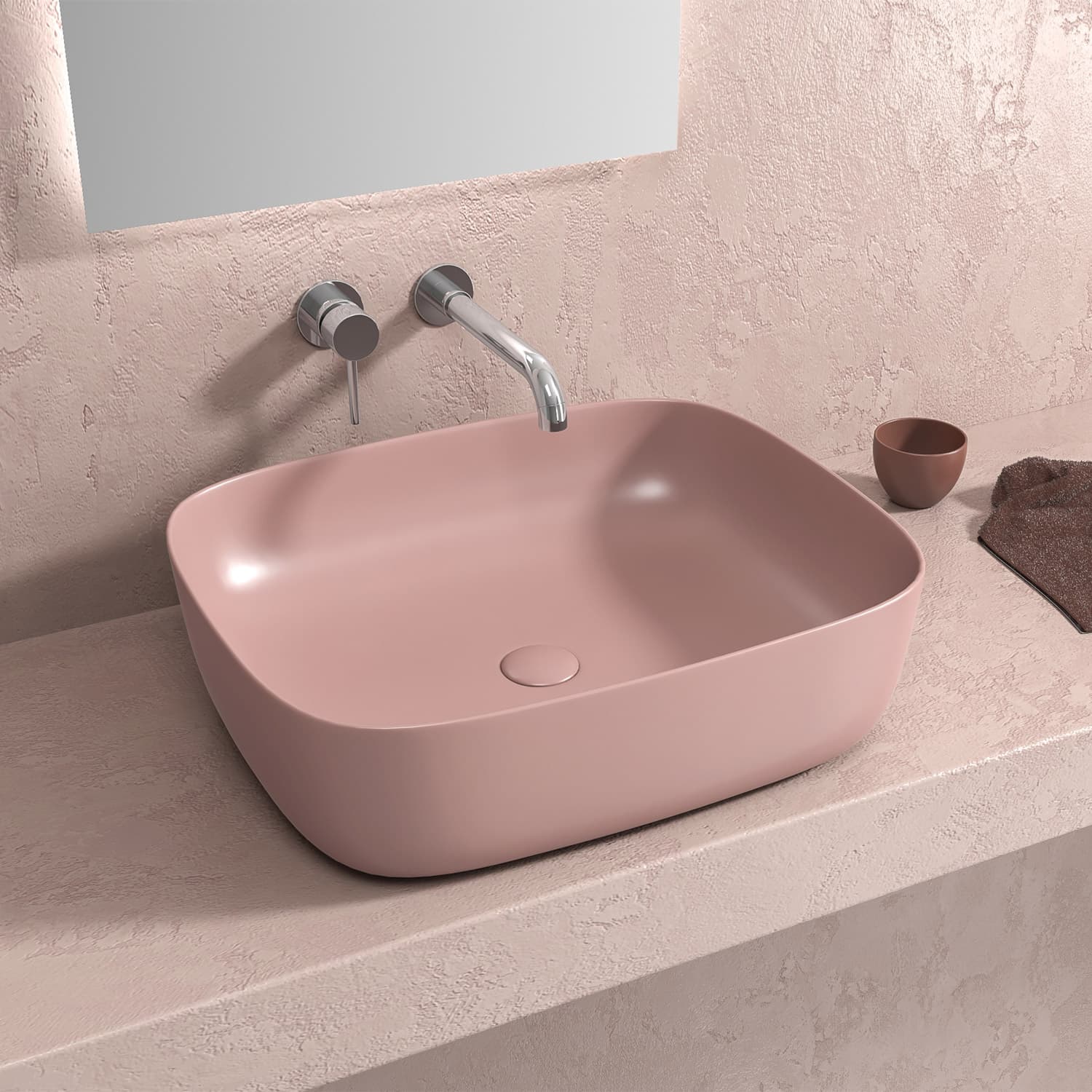 Νιπτήρας επιτραπέζιος Karag Milos LT 2143-MP Ματ Ροζ 49×39,5×15cm