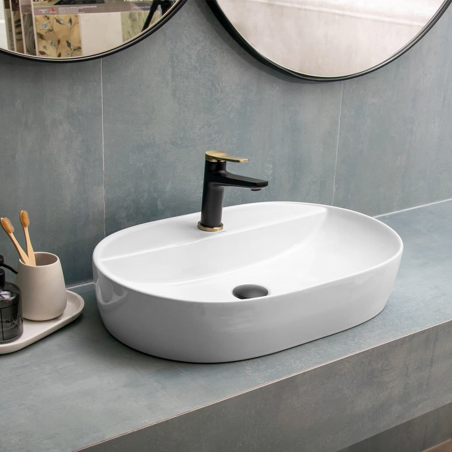 Νιπτήρας επιτραπέζιος Karag LT 2203 Λευκό 61×40×12cm