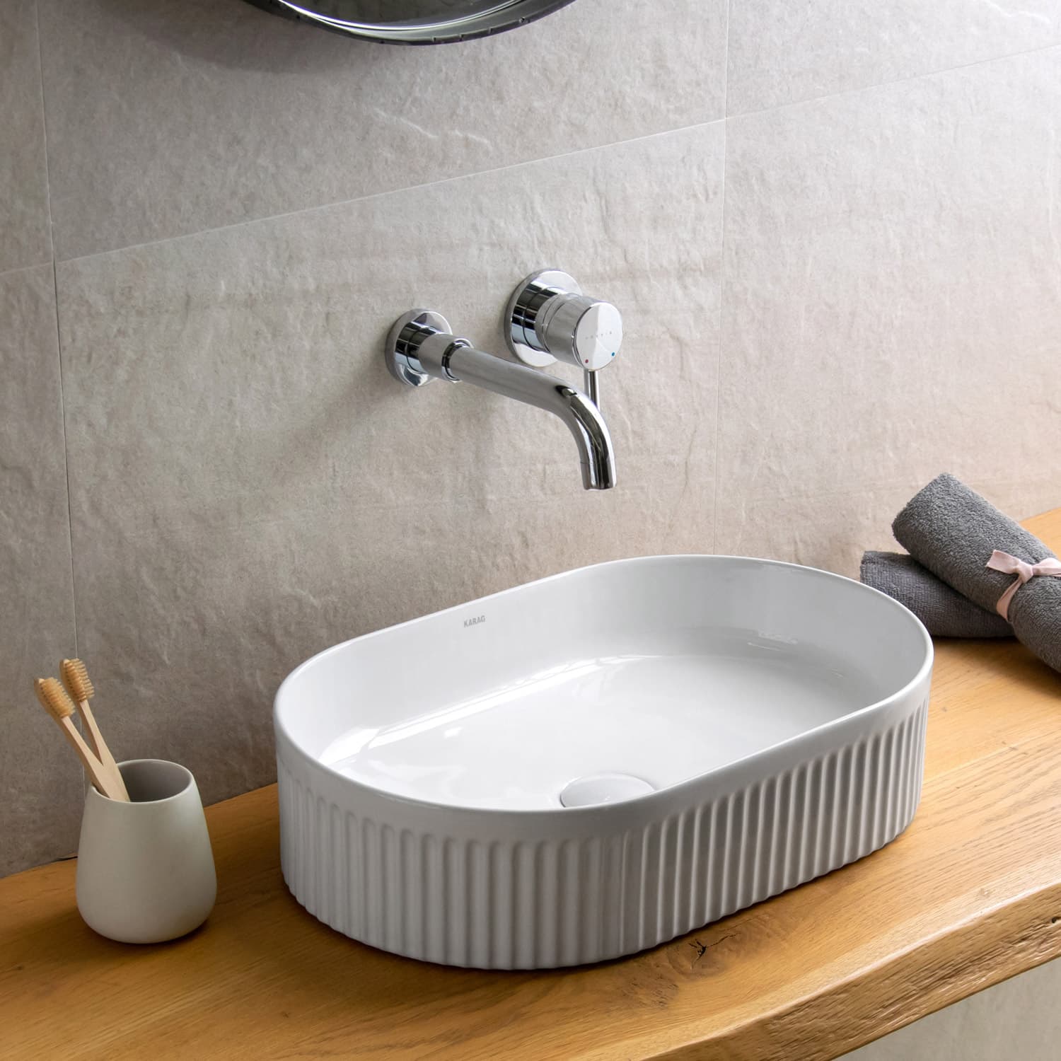 Νιπτήρας επιτραπέζιος Karag LT 2285 Λευκό 50×32×12,2cm