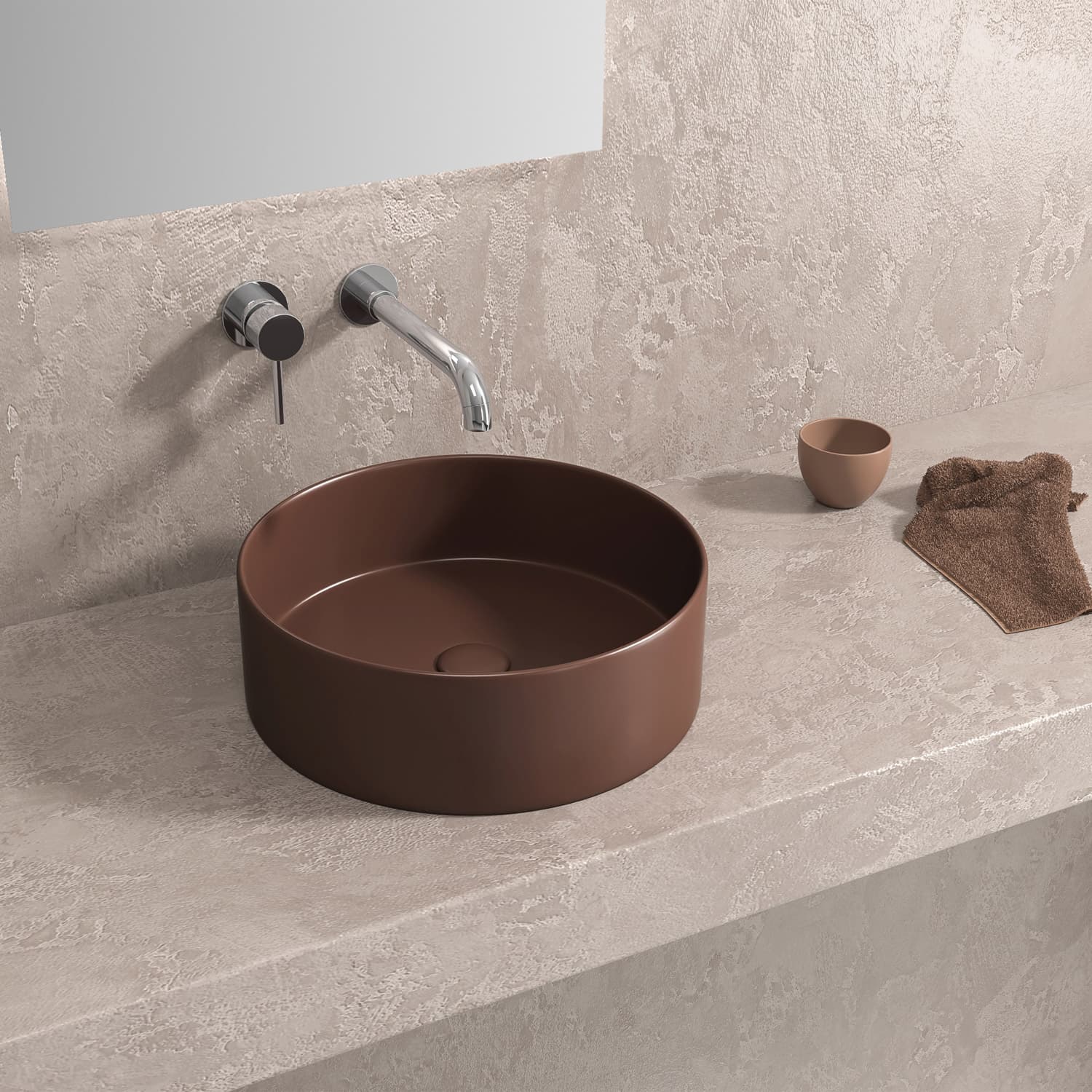 Νιπτήρας επιτραπέζιος Karag LT 3134-MFBR Ματ Καφέ Φ35,5×12cm