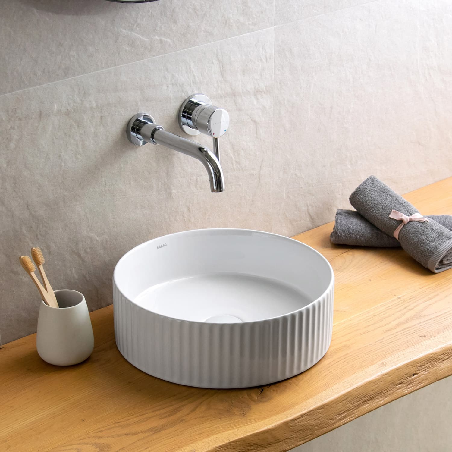 Νιπτήρας επιτραπέζιος Karag LT 3283-S Λευκό Φ36×12,5cm