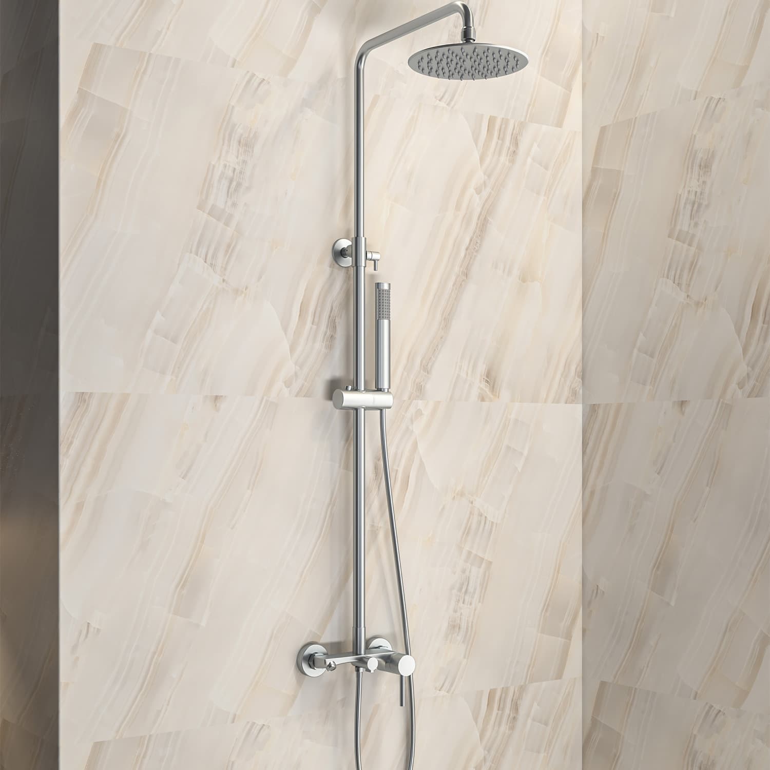 Κολώνα Ντους με Μπαταρία 3 εξόδων Karag Artemis SO551B-S Inox Σατινέ με ρουξούνι (86-114cm)