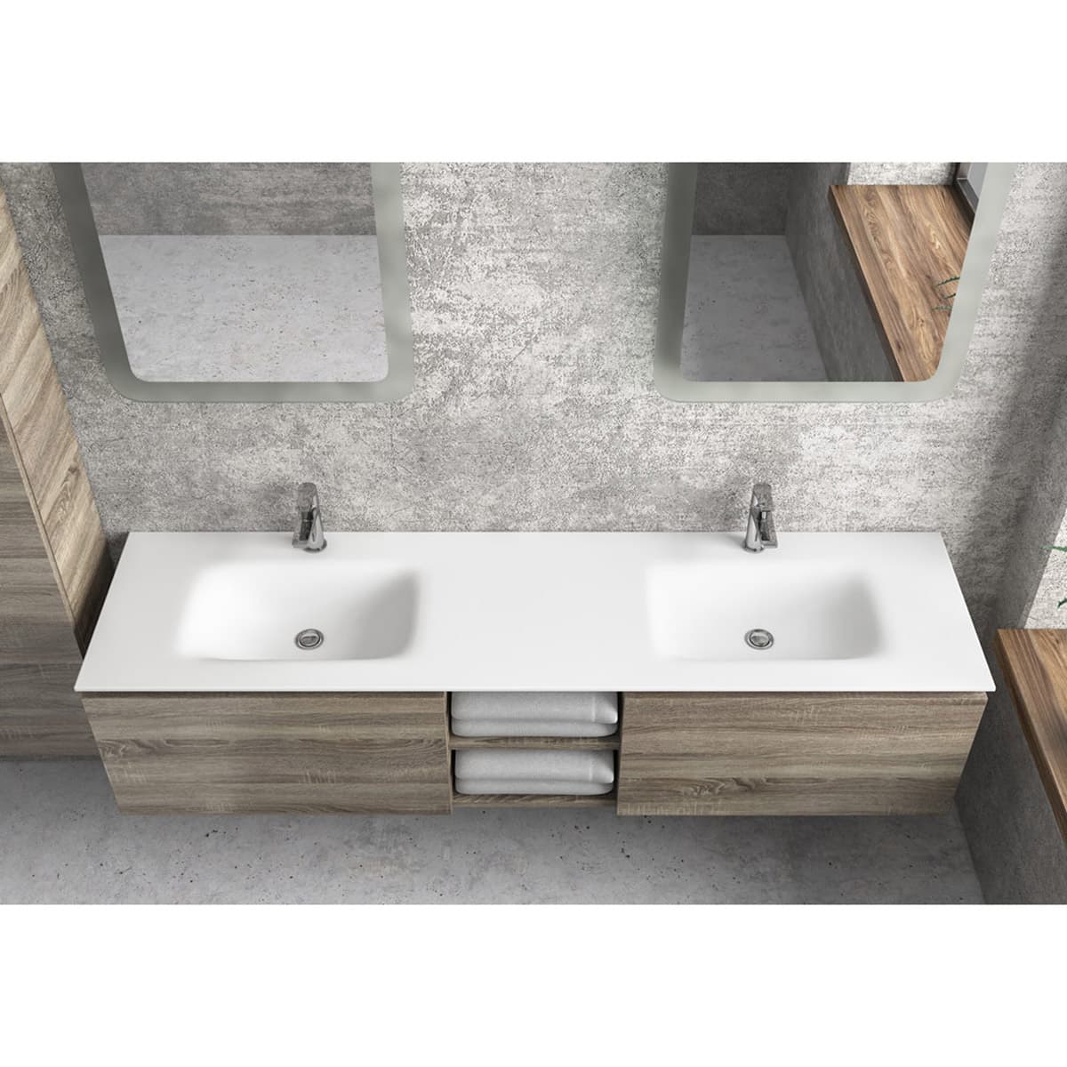 Νιπτήρας επίπλου διπλός Karag Space 175v2 Λευκό 175×46×18cm