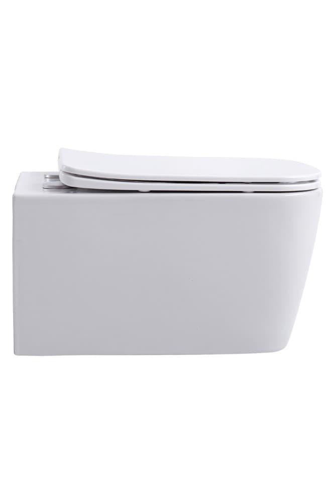 Λεκάνη κρεμαστή rimless με κάλυμμα slim soft close Aqualux AL 1907 Λευκό 37x52cm - 3