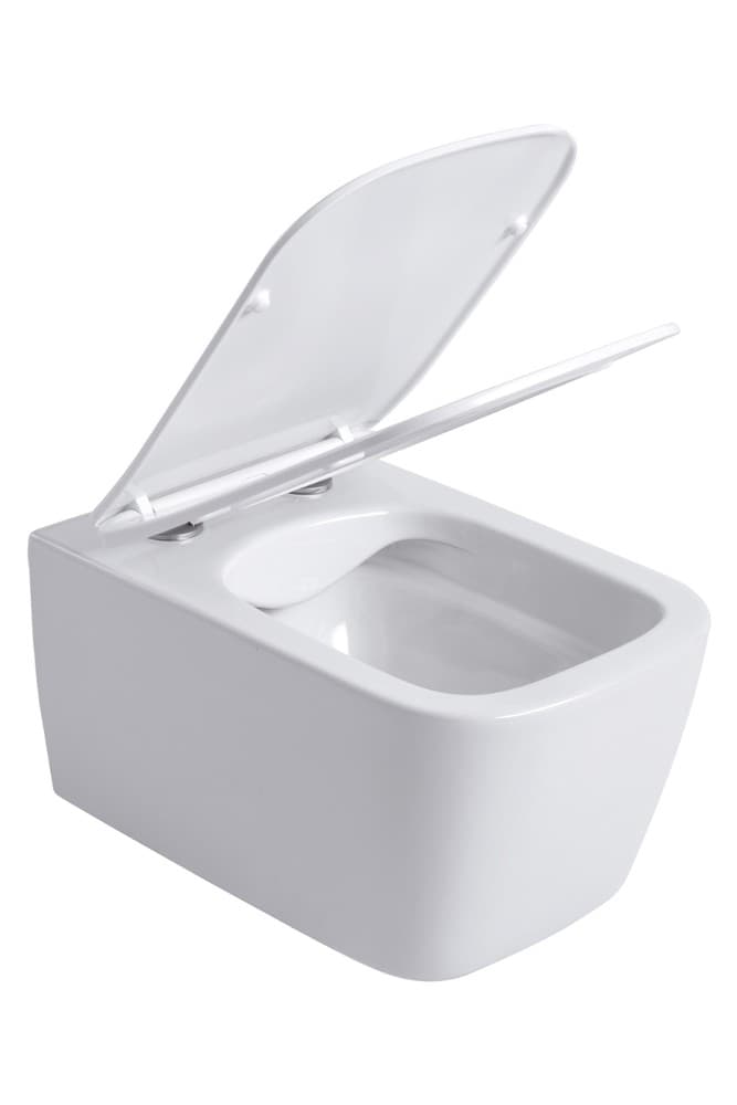 Λεκάνη κρεμαστή rimless με κάλυμμα slim soft close Aqualux AL 1907 Λευκό 37x52cm - 5