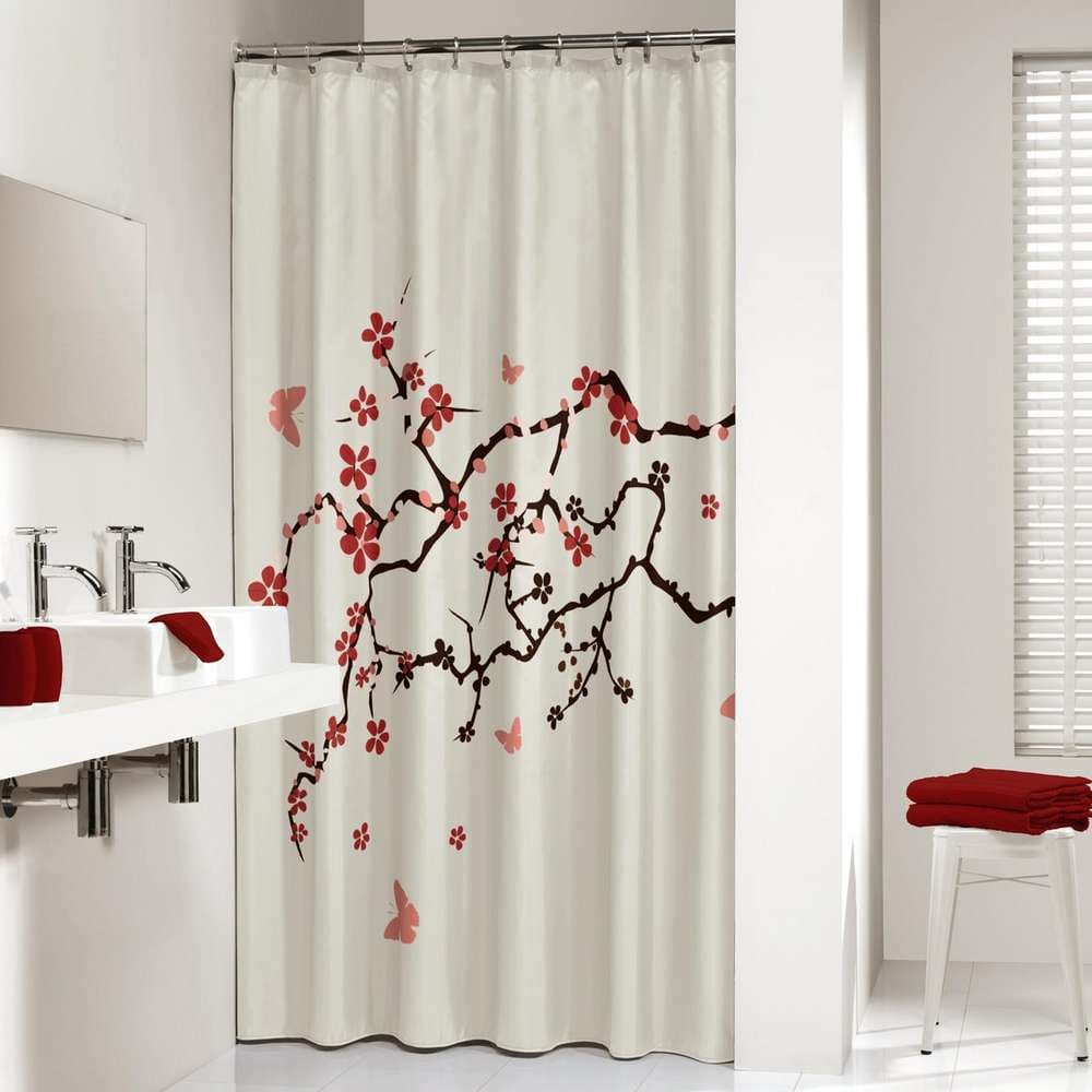 Κουρτίνα Μπάνιου Υφασμάτινη Sealskin Blossom 233451359 Κόκκινο 180x200cm