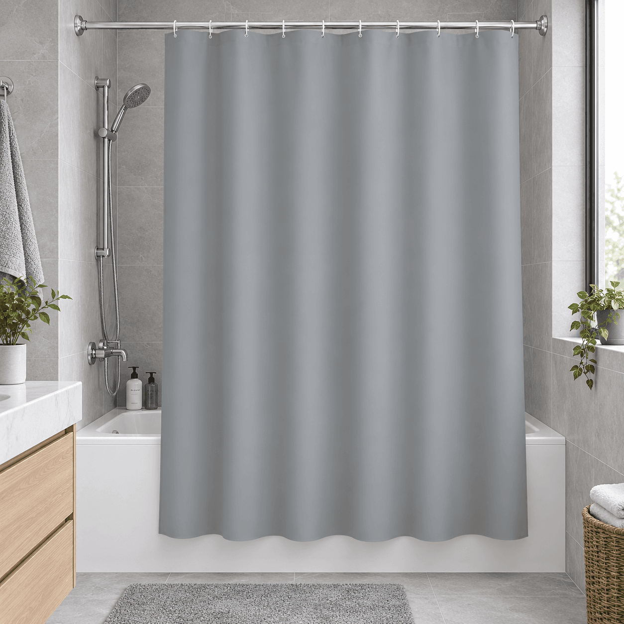 Κουρτίνα Μπάνιου Πλαστική MRShome DC-025002 Γκρι 180x180cm