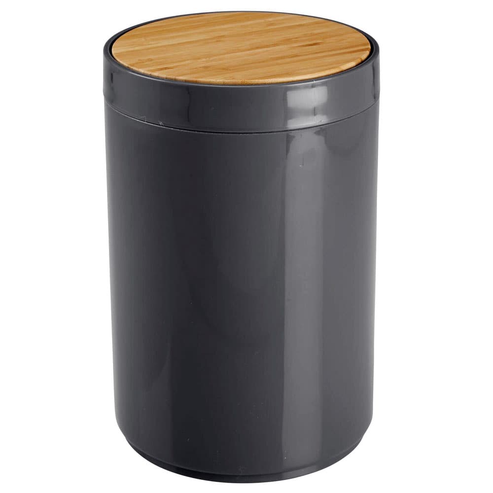 Κάδος Απορριμμάτων MRShome DS-8931B10 5lt από PP Σκούρο Γκρι με Παλλόμενο Καπάκι από Μπαμπού