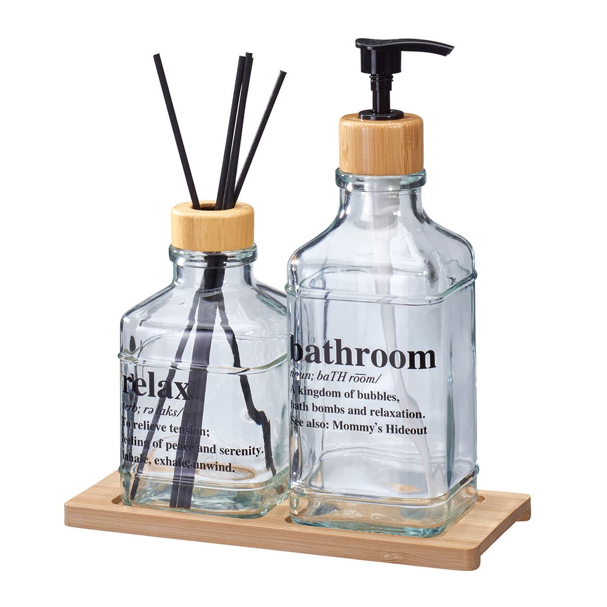 Σετ Ντισπένσερ & Αρωματικό Χώρου με Sticks MRShome DF-0018000 Διάφανο / Ξύλο 15x9x20cm