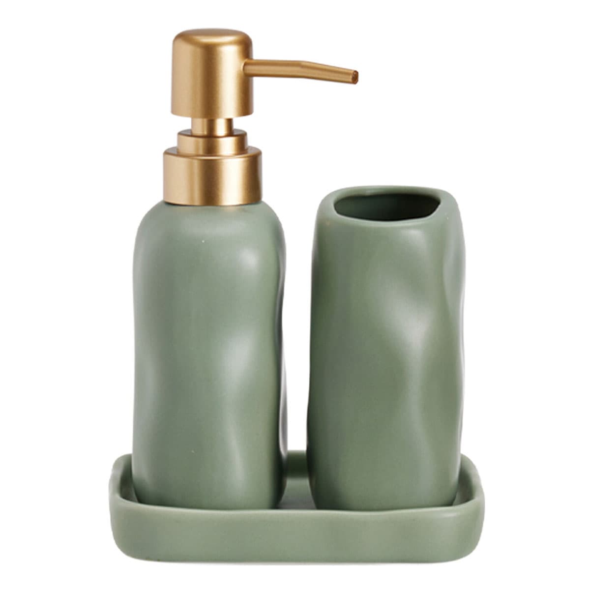 Σετ Μπάνιου MRShome DF-0093003 Stoneware 3 Τεμαχίων Πράσινο 5635U 13x11x12,5cm