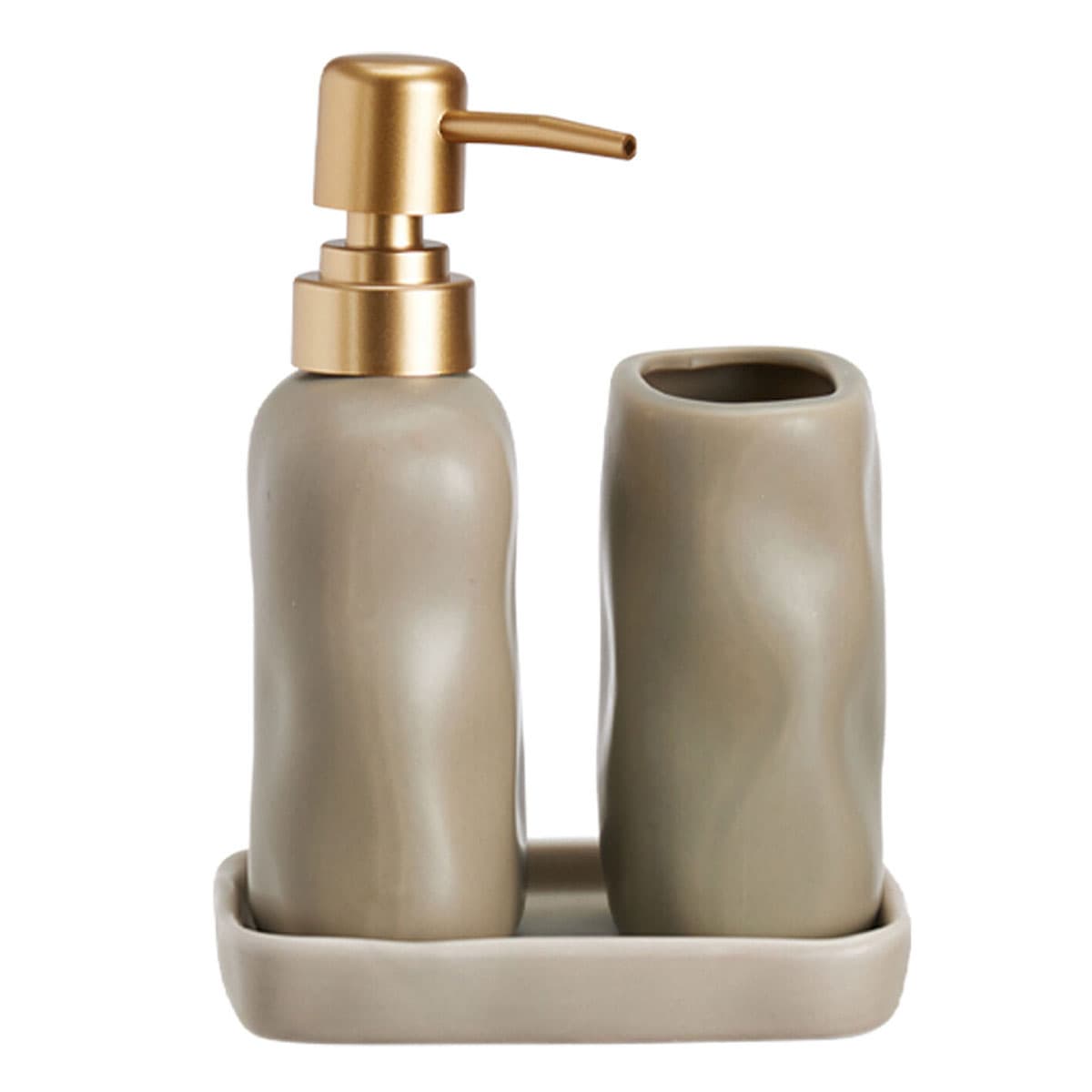 Σετ Μπάνιου MRShome DF-0093004 Stoneware 3 Τεμαχίων Άμμου 7530U 13x11x12,5cm