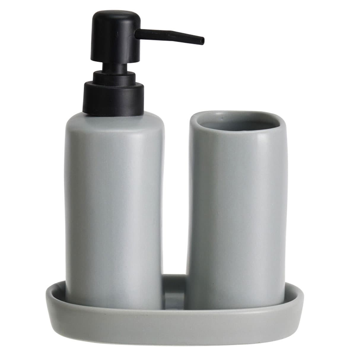 Σετ Μπάνιου MRShome DF-0094002 Stoneware 3 Τεμαχίων Cool Grey 5U 14,5x11x12,8cm