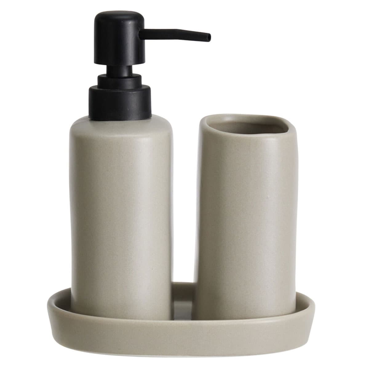 Σετ Μπάνιου MRShome DF-0094003 Stoneware 3 Τεμαχίων Warm Grey 2U 14,5x11x12,8cm