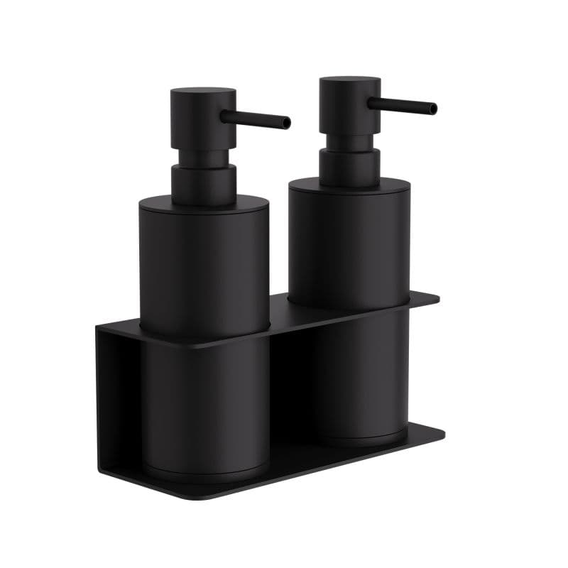 Ντισπένσερ Επιτοίχιο Διπλό Pam 83-403 2x300ml Ματ Μαύρο 17x7x19cm