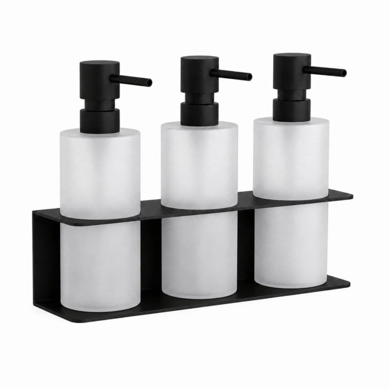 Ντισπένσερ Επιτοίχιο Τριπλό Pam 78-403 3x500ml Ματ Μαύρο 25x8,5x25cm