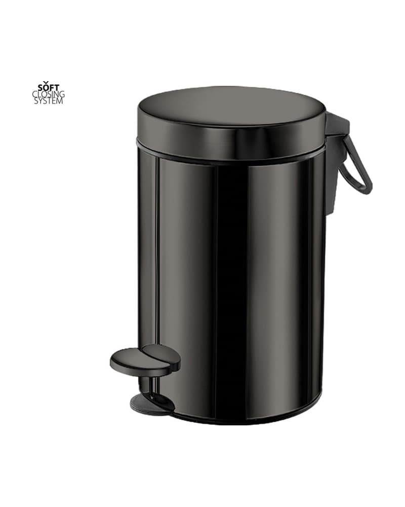 Χαρτοδοχείο 3lt soft close Sanco Waste Bins 90603-PVD-05PL PVD Gun Metal Polished Φ17x28cm