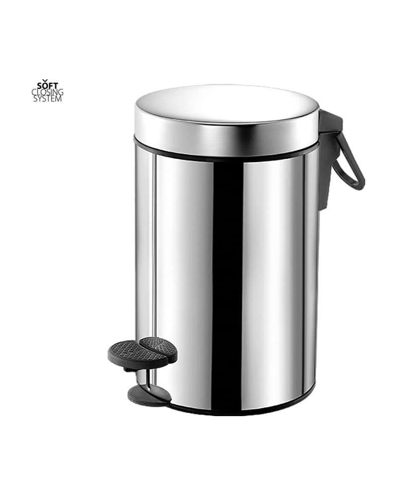 Χαρτοδοχείο 3lt soft close Sanco Waste Bins 90689-Α90 Inox γυαλιστερό Φ17x28cm
