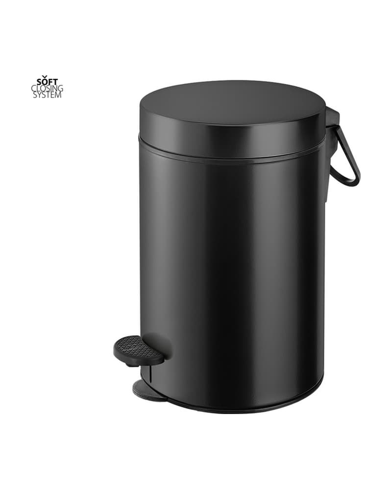 Χαρτοδοχείο 3lt soft close Sanco Waste Bins 90689-Μ116 Ματ Μαύρο Φ17x28cm