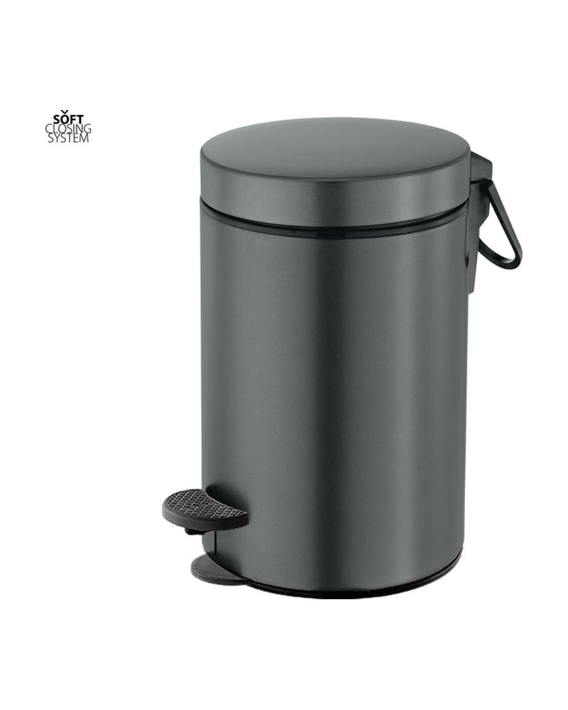 Χαρτοδοχείο 3lt soft close Sanco Waste Bins 90689-Μ118 Anthracite Grained Φ17x28cm
