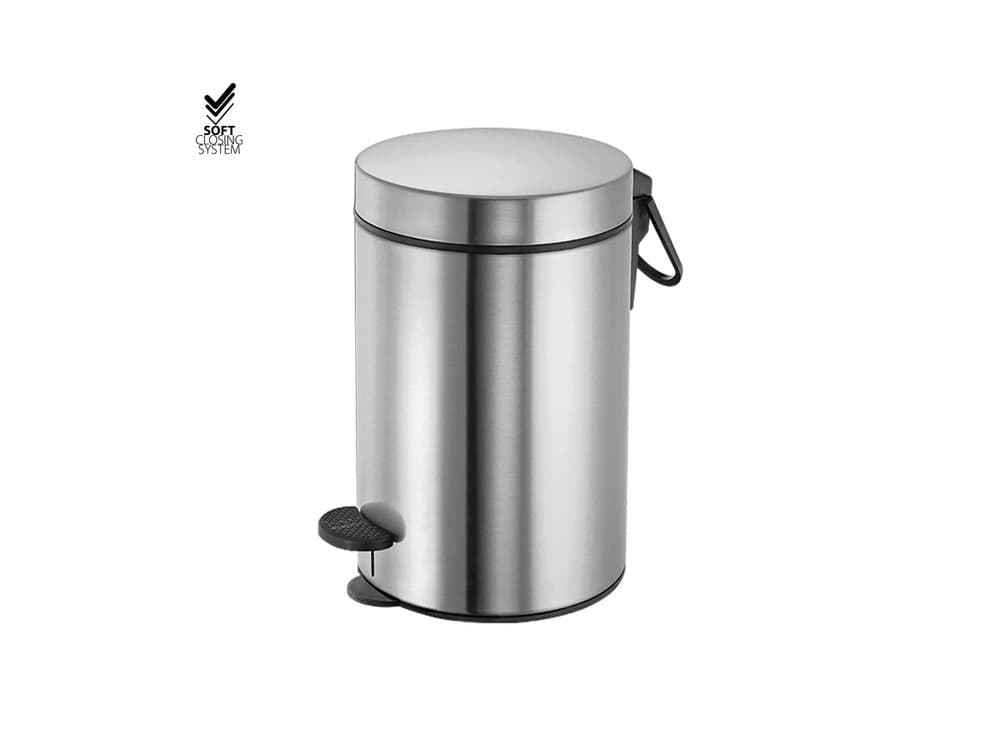 Χαρτοδοχείο 3lt soft close Sanco Waste Bins 90689-Μ90 Inox Σατινέ Φ17x28cm