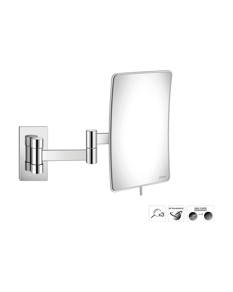 Μεγεθυντικός Καθρέπτης Επιτοίχιος (x3) Sanco Cosmetic mirrors MR-301-Α03 Χρώμιο 15x25x21cm