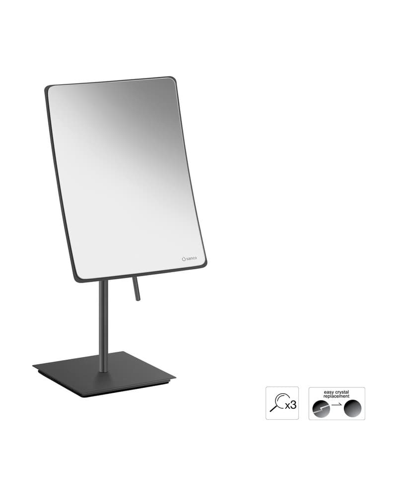 Μεγεθυντικός Καθρέπτης Επικαθήμενος (x3) Sanco Cosmetic mirrors MR-303-122 Graphite Dark 15x10x35cm