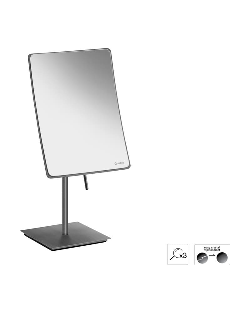 Μεγεθυντικός Καθρέπτης Επικαθήμενος (x3) Sanco Cosmetic mirrors MR-303-PVD-05BR PVD Gun Metal Brushed 15x10x35cm