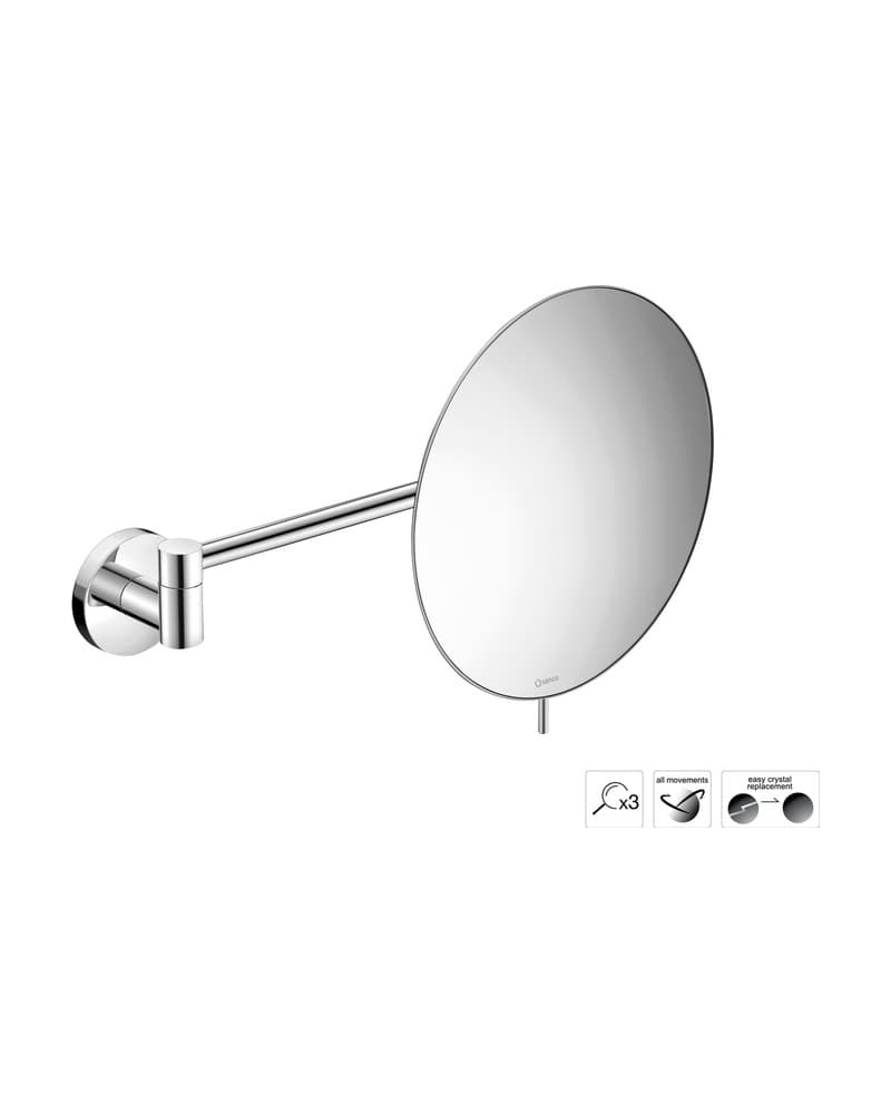 Μεγεθυντικός Καθρέπτης Επιτοίχιος (x3) Sanco Cosmetic mirrors MR-705-Α03 Χρώμιο Φ20x33,5cm