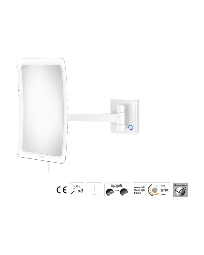 Μεγεθυντικός Καθρέπτης Επιτοίχιος LED (x3) Sanco LED Cosmetic mirrors MRLED-305-Μ101 Ματ Λευκό 18x24x27,5cm