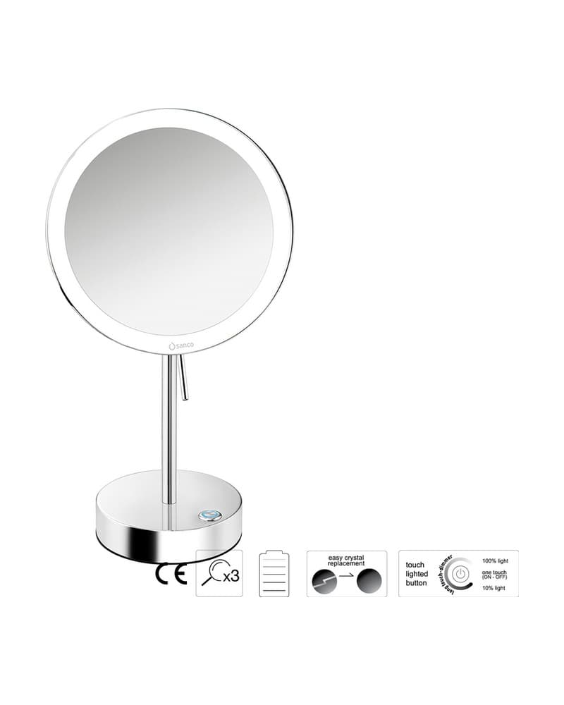 Μεγεθυντικός Καθρέπτης Επικαθήμενος LED (x3) Sanco LED Cosmetic mirrors MRLED-903-Α03 Χρώμιο Φ20x12x36,5cm