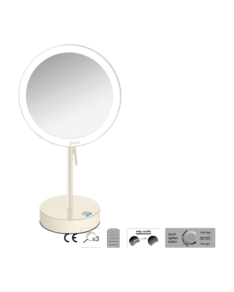 Μεγεθυντικός Καθρέπτης Επικαθήμενος LED (x3) Sanco LED Cosmetic mirrors MRLED-903-Μ102 Beige Mat Φ20x12x36,5cm