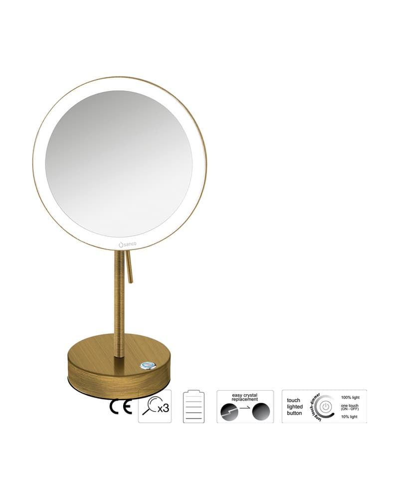 Μεγεθυντικός Καθρέπτης Επικαθήμενος LED (x3) Sanco LED Cosmetic mirrors MRLED-903-Μ25 Bronze Mat Φ20x12x36,5cm