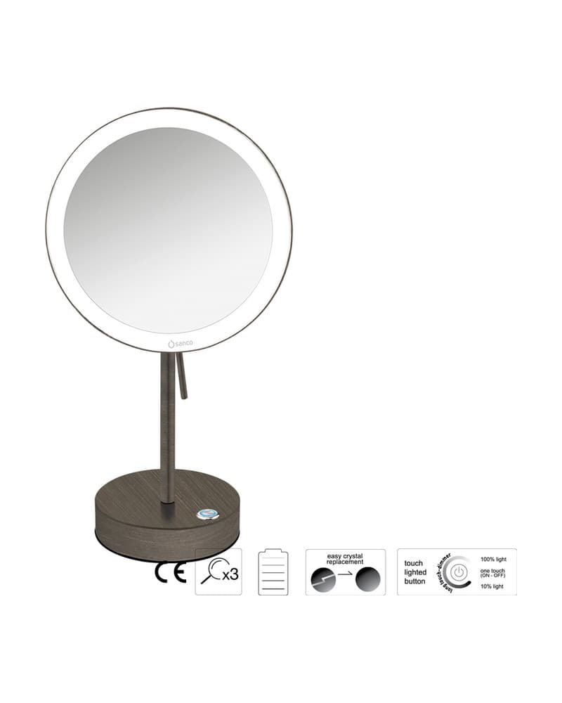 Μεγεθυντικός Καθρέπτης Επικαθήμενος LED (x3) Sanco LED Cosmetic mirrors MRLED-903-DM25 Dark Bronze Mat Φ20x12x36,5cm