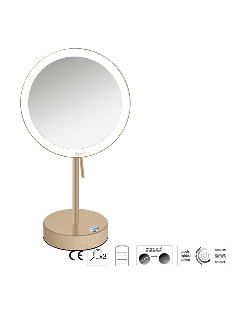 Μεγεθυντικός Καθρέπτης Επικαθήμενος LED (x3) Sanco LED Cosmetic mirrors MRLED-903-M103 Mocha Mat Φ20x12x36,5cm