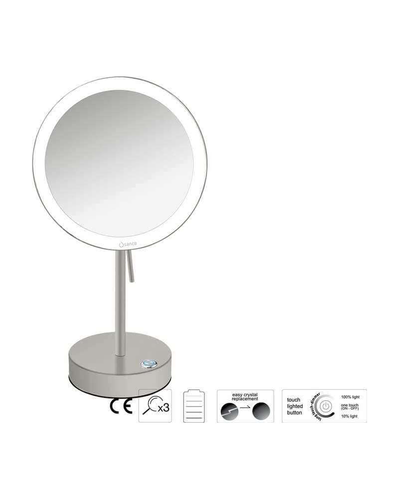 Μεγεθυντικός Καθρέπτης Επικαθήμενος LED (x3) Sanco LED Cosmetic mirrors MRLED-903-M104 Cement Gray Mat Φ20x12x36,5cm