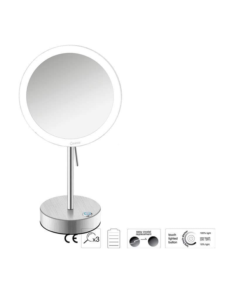 Μεγεθυντικός Καθρέπτης Επικαθήμενος LED (x3) Sanco LED Cosmetic mirrors MRLED-903-PVD-11BR PVD Nickel Steel Φ20x12x36,5cm