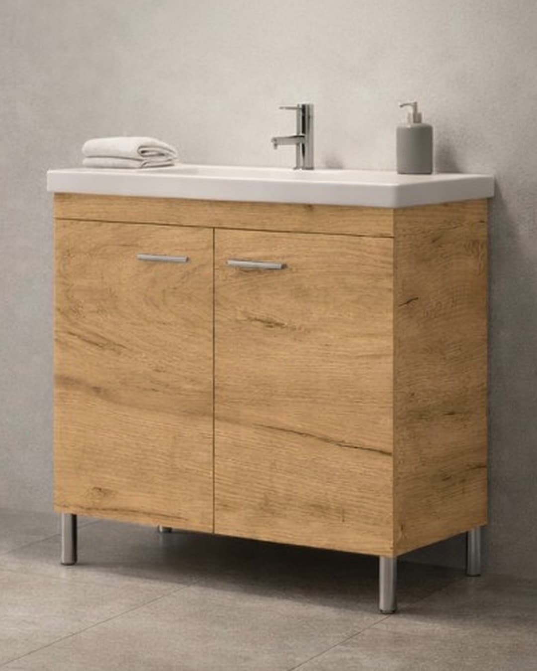 Έπιπλο μπάνιου με νιπτήρα Savvopoulos Argo 80 Light Hickory 80x45x82cm