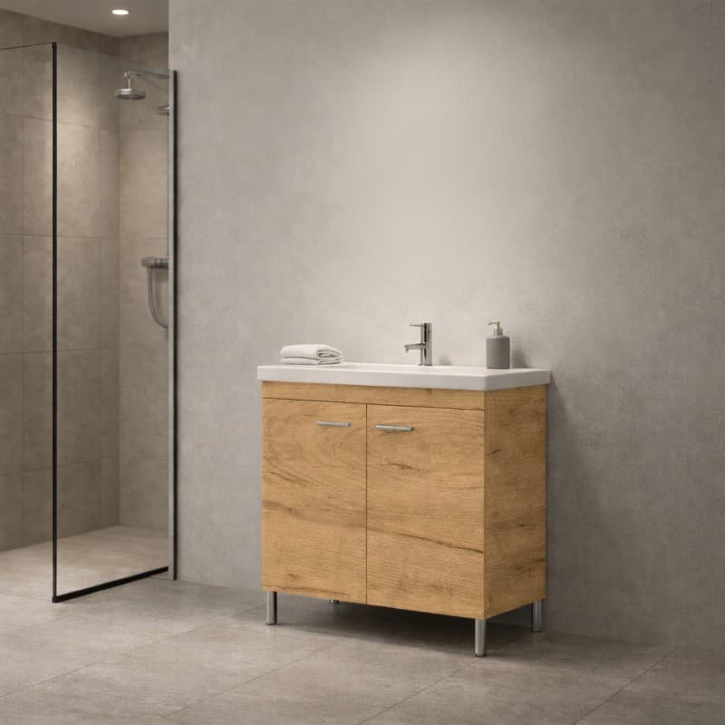 Έπιπλο μπάνιου με νιπτήρα Savvopoulos Argo 80 Light Hickory 80x45x82cm