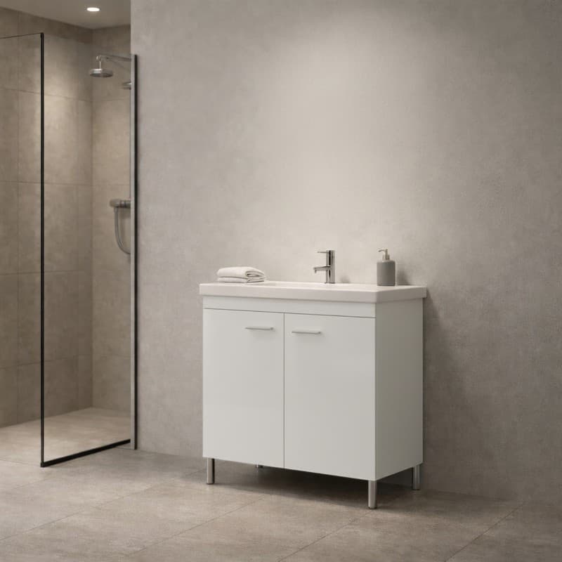 Έπιπλο μπάνιου με νιπτήρα Savvopoulos Argo 80 Glossy White 80x45x82cm